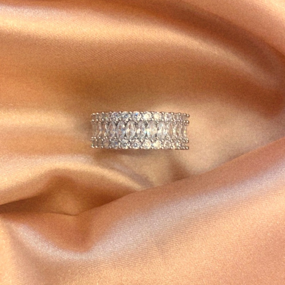 Silver Oval Stone Sterling Silver Eternity Band